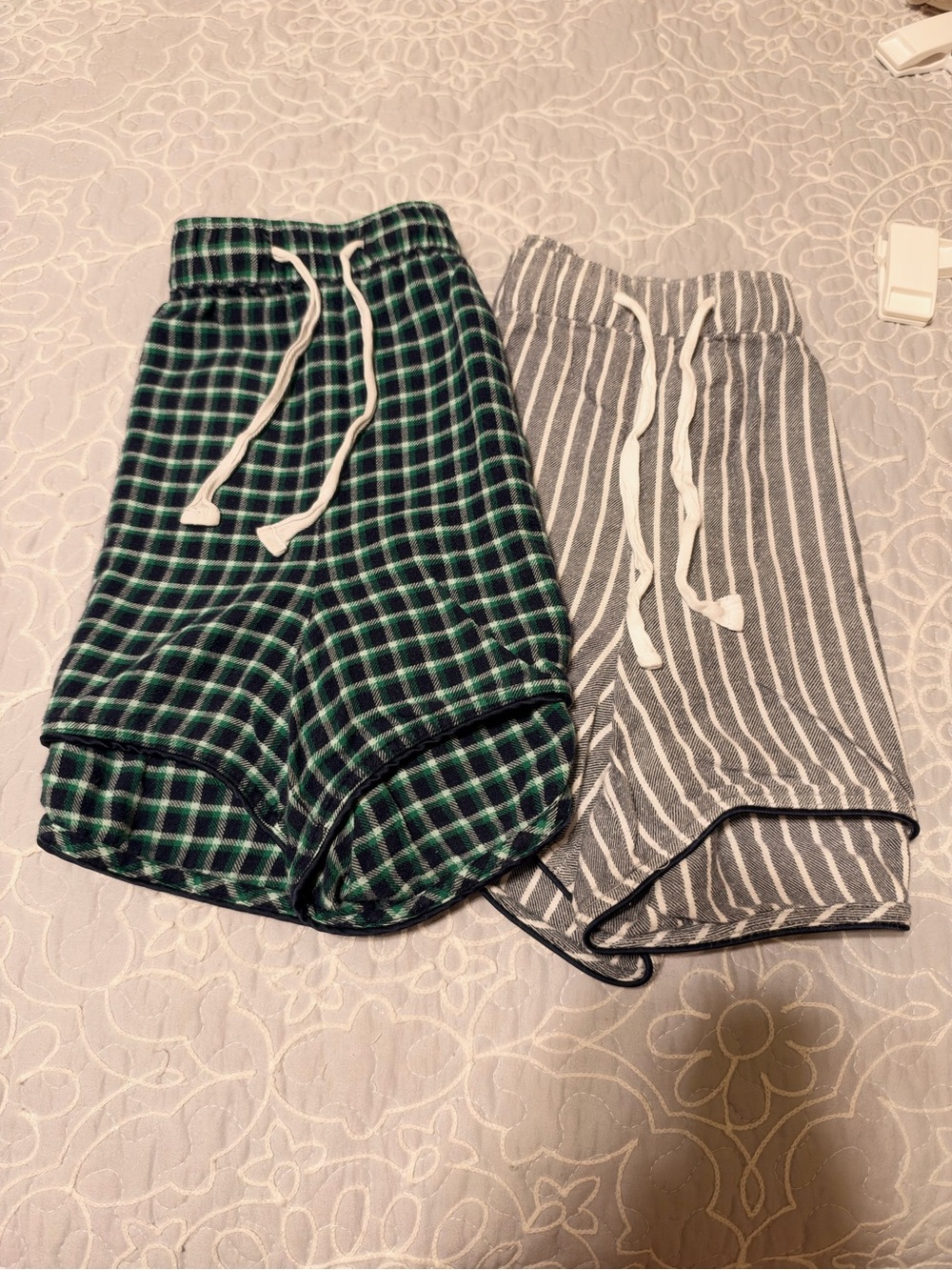 GAP Green Plaid & Gray Striped Lounge Shorts